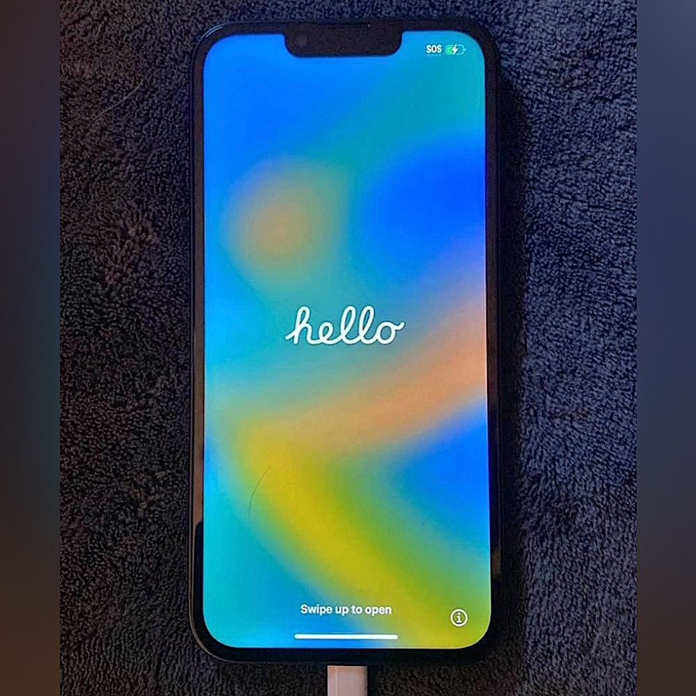 iPhone 13, unlocked and factory reset. Only issue back glass is slightly cracked